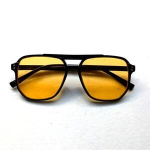 Retro Yellow Aviator Minimalist Festival Sunglasses Grunge Tinted Sunnies Shades